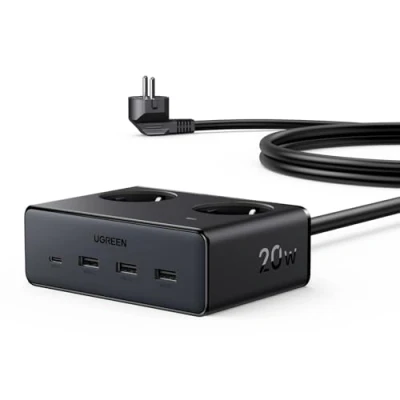 Abbildung von UGREEN Steckdosenleiste mit USB C Mehrfachsteckdose Schalter 6 Fach 20W Schnellladen 3680W Steckdosenwürfel Überspannungsschutz 1,5m Verlängerungskabel für Schreibtisch,Büro
