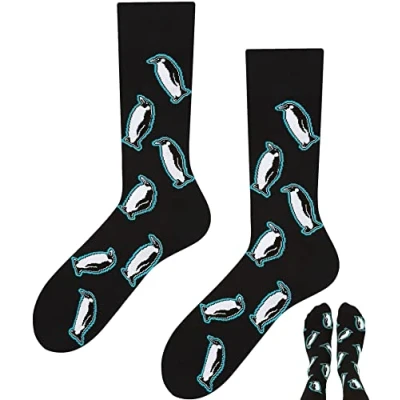 Abbildung von TODO Lustige Socken Damen und Herren, Coole mit Motiv Bunte, Mehrfarbige, Verrückte (43 46, Penguin)