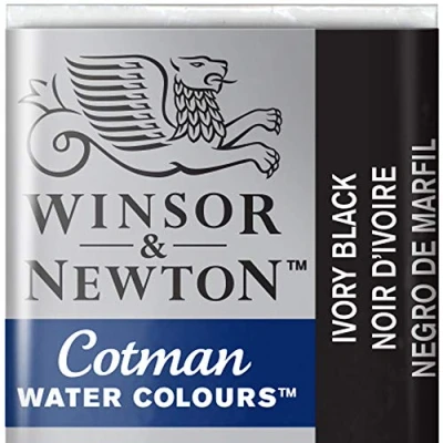 Abbildung von Winsor &amp; Newton 0301331 Cotman Aquarellfarbe mit guter Transparenz, hervorragender Tönungsstärke und guten Maleigenschaften, Wasserfarbe im 1/2 Napf Elfenbeinschwarz