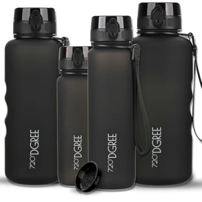 Abbildung von 720DGREE Trinkflasche 1l “uberBottle“ abnehmbare Schlaufe +Motivationsskala, Sieb Auslaufsicher, Leicht, BPA Frei Tritan Sportflasche Wasserflasche für Uni, Sport, Fitness, Fahrrad, Outdoor