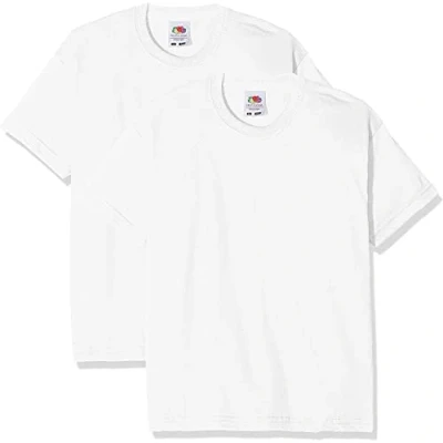 Abbildung von Fruit of the Loom Jungen Kinder Valueweight kurzen Ärmeln, 2 Stück T Shirt, Weiß (Weiß Weiß), 7 8 Jahre (2er Pack)