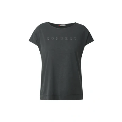 Abbildung von Street One LOOK MIT Wording Tshirt print, Damen, Größe: 40, Granite grey