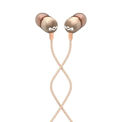 Abbildung von House of Marley Kopfhörer mit Kabel &#039;Smile Jamaica&#039; In Ear Mikrofon, 1 Knopf Steuerung &amp; Geräuschisolierung, inkl. 2 Gel Aufsätzen und verwicklungsfreies (Copper / Roségold)