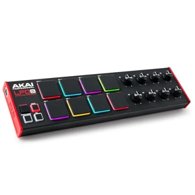 Abbildung von AKAI Professional LPD8 USB MIDI Controller mit 8 responsiven MPC Drum Pads für Mac und PC, zuweisbaren Drehreglern Musikproduktionssoftware