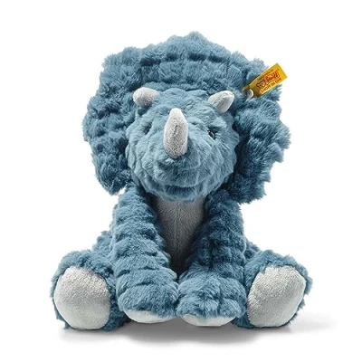 Abbildung von Steiff Soft Cuddly Friends Dixi Triceratops Petrol 28 cm, Dinosaurier Kuscheltier aus kuschelweichem Plüsch