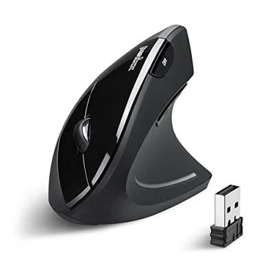 Abbildung von Perixx 11167 PERIMICE 713 Ergonomische Vertikale Kabellose Radiofrequenz Maus, Empfohlen bei Tennisarm/Mausarm, 800/1200/1600 DPI, An/Aus Schalter Mouse WL Ergo vertical Black