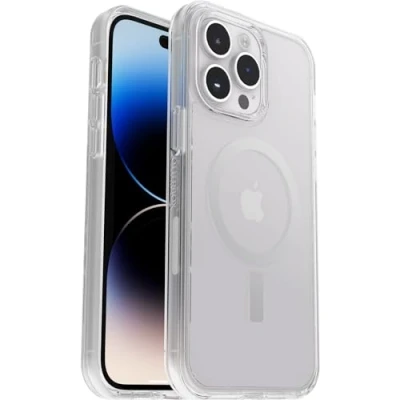 Abbildung von OtterBox Symmetry+ transparente Hülle für iPhone 14 Pro Maxfür MagSafe, stoßfest, sturzsicher, schützende Hülle, 3X antimikrobieller Schutz, Transparent