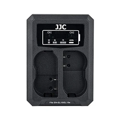 Abbildung von JJC USB Dual Ladegerät Akkulader für Nikon Z7II Z7 Z6II Z6 D850 D750 D610 D600 D500 D7500 D7200 D7100 D7000 D810A D810 D800E D800 Kameras EN EL15/EN EL15a/EN EL15b Akku