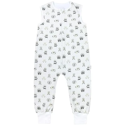 Abbildung von TupTam Sommerschlafsack Baby mit Füßen Leichter Schlafsack Sommer 0.5 TOG, OEKO TEX, Farbe: Safari Tierköpfe Zebra Löwe Giraffe, Größe: 104 110