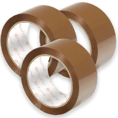 Abbildung von OFITURIA Paketklebeband, Braunes Klebeband, Packband für Umzugskartons und Sendungen, Verpackungsklebeband, Sicheres Widerstandsfähiges Paketband (38mmx66m, 3 Rollen)