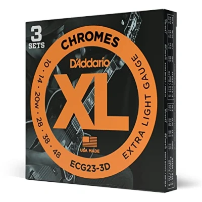 Abbildung von D&#039;Addario Gitarrensaiten E Gitarre Gitarren Saiten ECG23 3D Extra Light, 10 48 3 Stück