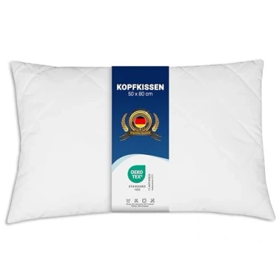 Abbildung von ZOLLNER Komfortables Kopfkissen 50x80 cm mit Reißverschluss Individuell anpassbare Füllung aus Synthetikfasern bis 95C waschbar Bezug Baumwollmischung Hotelqualität