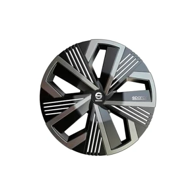 Abbildung von Sparco Satz von 4 Radkappen à 15 Zoll Modell Nagoya Schwarz/Grau. Sportliches Design für Ihre Autofelgen. Starke und haltbare Konstruktion.