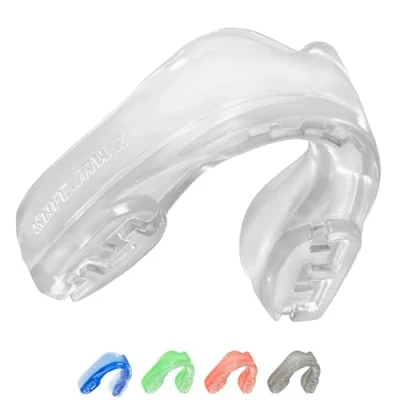 Abbildung von SAFEJAWZ Elements WIND Sport Zahnschutz Doppelschicht Erwachsene und Kinder Mundschutz Für alle Vollkontakt Sportarten einschließlich Rugby, MMA, Kampfsport, Judo, Hockey &amp; Boxe (Weiß)