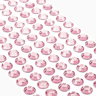 Abbildung von Movoja Rosane Strasssteine runde Glitzersteine 147 Stück 10 mm selbstklebend zum Verzieren und Basteln Schmucksteine aufkleben Steinchen Dekosteine Bastelsteine Rosa
