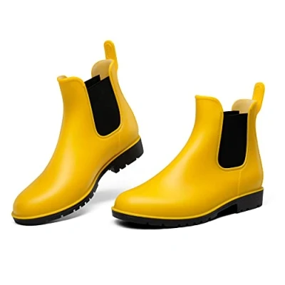 Abbildung von DREAM PAIRS Stiefel Damen Gummistiefel Chelsea Boots Frauen Ankle Wellies Wasserdicht Regenstiefel,Size 38,Gelb,SDRB2201W E