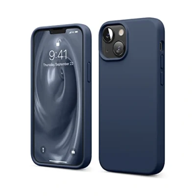 Abbildung von elago Liquid Silicone Case Kompatibel mit iPhone 13 Mini Hülle (5,4&quot;), Hochwertiges Silikon, Rundumschutz Handyhülle : 3 Layer Struktur Schutzhülle, Kratzfestes Weiches Mikrofaserfutter (Dunkelblau)