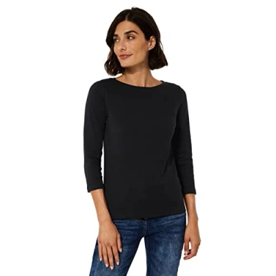 Abbildung von Cecil Damen Basic Boatneck T Shirt, Black, XS