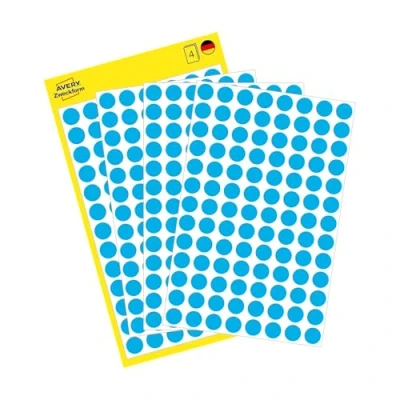 Abbildung von AVERY Zweckform 3011 selbstklebende Markierungspunkte 416 Stück (Ø8mm, Klebepunkte auf 4 Bogen, Punktaufkleber zur Farbcodierung, runde Aufkleber für Kalender, Planer und zum Basteln, Papier) blau