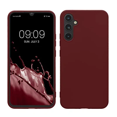 Abbildung von kwmobile Hülle kompatibel mit Samsung Galaxy A34 5G weiches TPU Silikon Case Cover geeignet für kabelloses Laden Bordeaux Violett