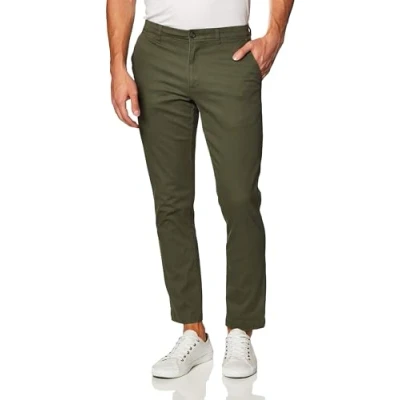 Abbildung von Amazon Essentials Herren Legere Stretch Chinohose mit schmaler Passform, Olivgrün, 32W / 28L