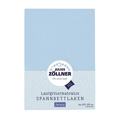Abbildung von Julius Zöllner 8390347350 Jersey Spanntuch, passend für Laufgittermatratzen 68x90 bis 100x100 cm, Hellblau