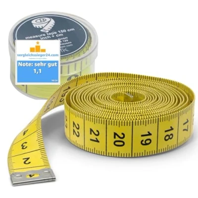 Abbildung von Everhomely® 2 in 1 Massband Maßband cm + INCH Schneidermaßband 150 Aufbwahrungsbox