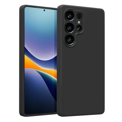 Abbildung von kwmobile Hülle kompatibel mit Samsung Galaxy S25 Ultra Silikon Handy Case Handyhülle weiche Oberfläche kabelloses Laden Dunkelgrau