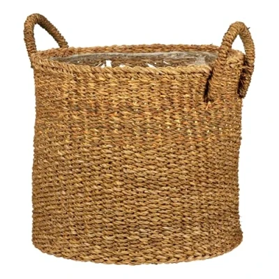 Abbildung von Scheurich Seegras 27, Korbgefäß/Korb Pflanzgefäß/Korbtopf mit Griffen aus Farbe: Nut, 28 cm Durchmesser, 24 hoch, 13,1 l Vol.