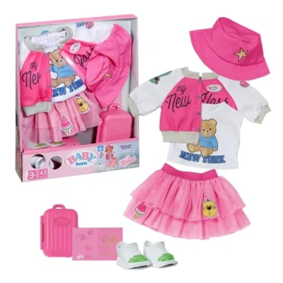 Abbildung von BABY born Deluxe Reiseoutfit mit Puppenkleid, Hut, Schuhen, Reisepass und Koffer für 43cm Puppen, 836316 Zapf Creation