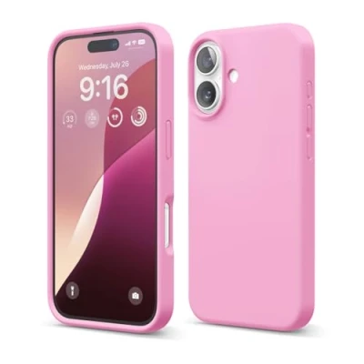 Abbildung von elago Premium Liquid Silikon Hülle Kompatibel mit iPhone 16 Hülle, Ganzkörper Handyhülle, Stoßfest, Schlanke Kratzfester weicher Mikrofaser Innenfutter, 6.1 Zoll (Heiße Rosa)