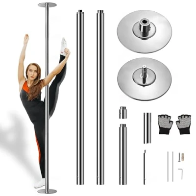 Abbildung von SereneLife Pole Dance Stange Höhenverstellbar 204 274cm, Statisch &amp; Rotierend, Perfekt für Indoor Poledance, Turnstange Fitness, Robuster Stahl, Anti Korrosion, 280kg, Einfache Montage Zuhause