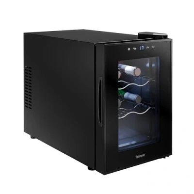 Abbildung von Tristar Thermoelektrischer Weinkühlschrank Grande Saignée, für bis zu 6 Flaschen, leise &amp; stabil, Glastür, 3 Ebenen, LED Touch Screen, Innenbeleuchtung, WR 7506