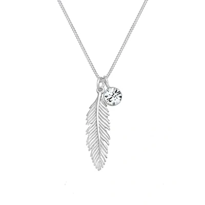 Abbildung von Elli Halskette Damen Feder Anhänger Boho mit Kristall in 925 Sterling Silber