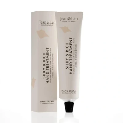 Abbildung von Jean &amp; Len Silky Rich Treatment Cardamom Tonka, 100% recyclebare Alutube (ohne Deckel), reichhaltige Handcreme, sorgt für weiche Hände, ohne Parabene Silikone, vegan, 75 ml