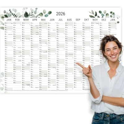 Abbildung von heaven+paper Jahresplaner 2025 A1 Wandkalender groß (+ 80x60cm) gefaltet mit 13 Monaten Kalender Wandplaner Feiertagen, Kalenderwochen Germany (Grün, A1/Querformat)