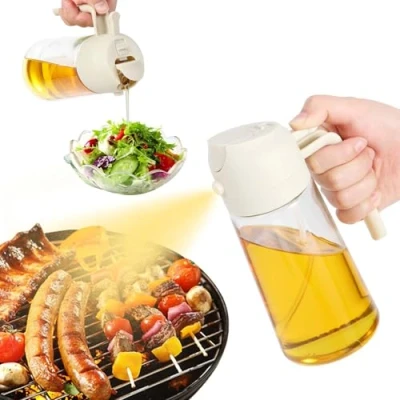 Abbildung von Blendura Öl Sprühflasche, 2 in 1 Ölsprüher 470ml für Speiseöl Ölspray, Heißluftfritteuse zum Küche, Grillen, Heißluftfritteuse, Salat, Backen, Weiß