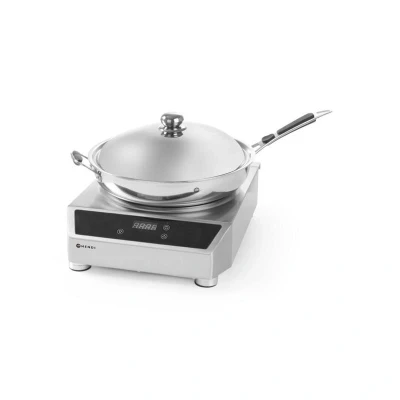 Abbildung von HENDI Induktions Wokherd 34 x 45 cm mit Wokpfanne 36 digitaler Leistungsregler High /Low Anpassung Fettfilter, Edelstahl Wok