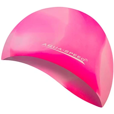 Abbildung von Aqua Speed Bunt Schwimmmütze + Kleines Mikrofaserhandtuch Frauen &amp; Männer Bademütze Badehaube Schwimmhaube für Erwachsene Badekappe Training Swim Cap Kids Silikon 13. / 99