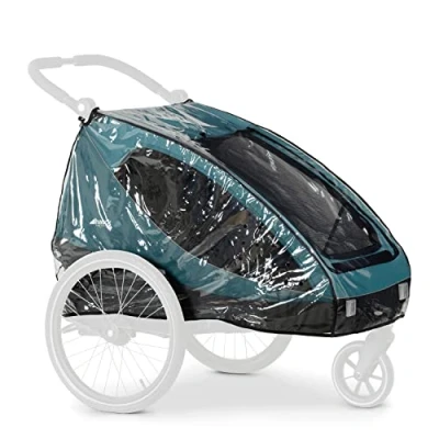 Abbildung von Hauck Regenschutz für Fahrradanhänger, Buggy Dryk Duo Raincover, Passgenau, Klettverschluss, Belüftungslöcher, Gute Luftzirkulation, Faltbar, Platzsparend Verstaubar, Einfache Handhabung (Transparent)