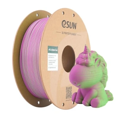 Abbildung von eSUN Matte Dual Colour Filament, PLA Filament 1.75mm, glanzfreie Farbe, gefrostete Textur, 1KG Spule (2.2 LBS) 3D Druck für Drucker, Grünlich Rosa