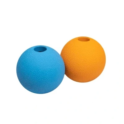 Abbildung von Amazon Basics Apportierbälle aus Gummi zum Spielen für Hunde, 7,6 cm, 2 Stück, Blau, Orange