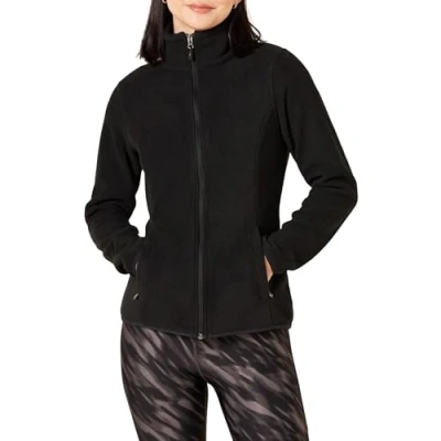 Abbildung von Amazon Essentials Damen Weiche Polarfleece Jacke mit durchgehendem Reißverschluss in klassischer Passform (erhältlich Übergrößen), Schwarz, XXL