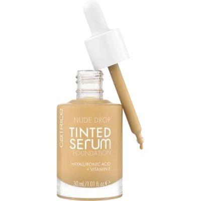 Abbildung von Catrice Nude Drop Tinted Serum Foundation, Nr. 038W, Nude, langanhaltend, mattierend, natürlich, für sensible Haut, vegan, ölfrei, ohne Parfüm, Alkohol, 1er Pack (30ml)