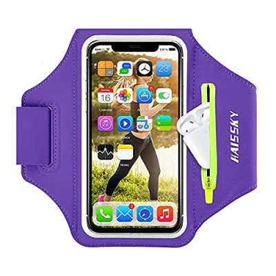 Abbildung von HAISSKY Handy Schweißfest Sportarmband Mit Airpods Tasche für iPhone 14 Pro Max/14 Pro/14/13 Pro/12 Max/11/11 Pro/XR/XS/X/8 Plus/7Plus/8/7,Huawei P20/P30 Pro/Mate 20 Laufen Joggen Bis Zu 6.9&quot;