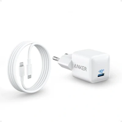 Abbildung von USB C Ladegerät 20W, Anker 511 (Nano), PIQ 3.0 kompaktes Schnellladegerät mit 180cm auf Lightning Kabel (MFi Zertifiziert), iPad für iPhone 14/13 Serie/iPad Pro und mehr