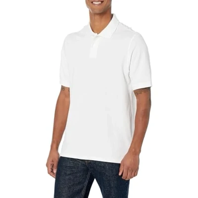 Abbildung von Amazon Essentials Herren Polohemd mit normaler Passform aus Baumwollpiqué (erhältlich in Big &amp; Tall), Weiß, XL