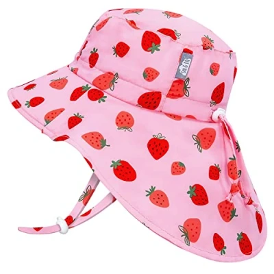 Abbildung von Jan &amp; Jul Baby Sonnenhut für Mädchen mit Verstellbarem Kinnriemen (M: 6 24 Monate, Rosa Erdbeere)