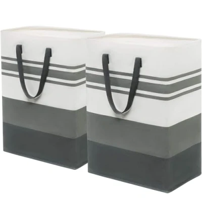 Abbildung von TIMEYARD Wäschekorb, 2er Set 75L Wäschesammler, Wäschekorb Groß, Aufbewahrungskorb, Laundry Baskets, Faltbarer für Badezimmer Wohnzimmer Wäschetonne, 43x60cm, Grau
