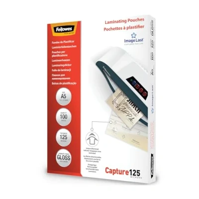 Abbildung von Fellowes Laminierfolien A5 ImageLast, 125 Mikron (2 x mic), 100 Stück, transparent mit Ausrichtungshilfe